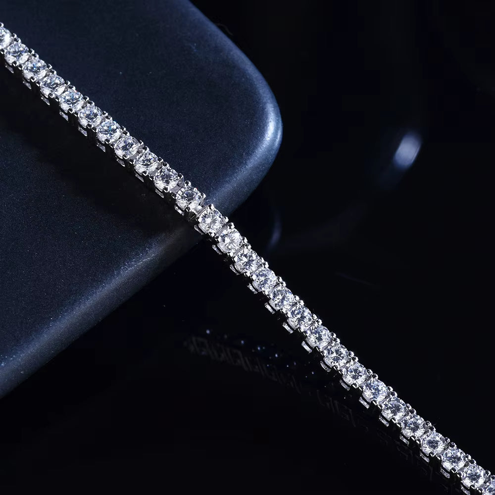 Fashion Simple D VVS1 Moissanite Tennis Bracelet 925 Sterling Silver Single Row Classics with GRA Bracelet for Women Man Jewelry