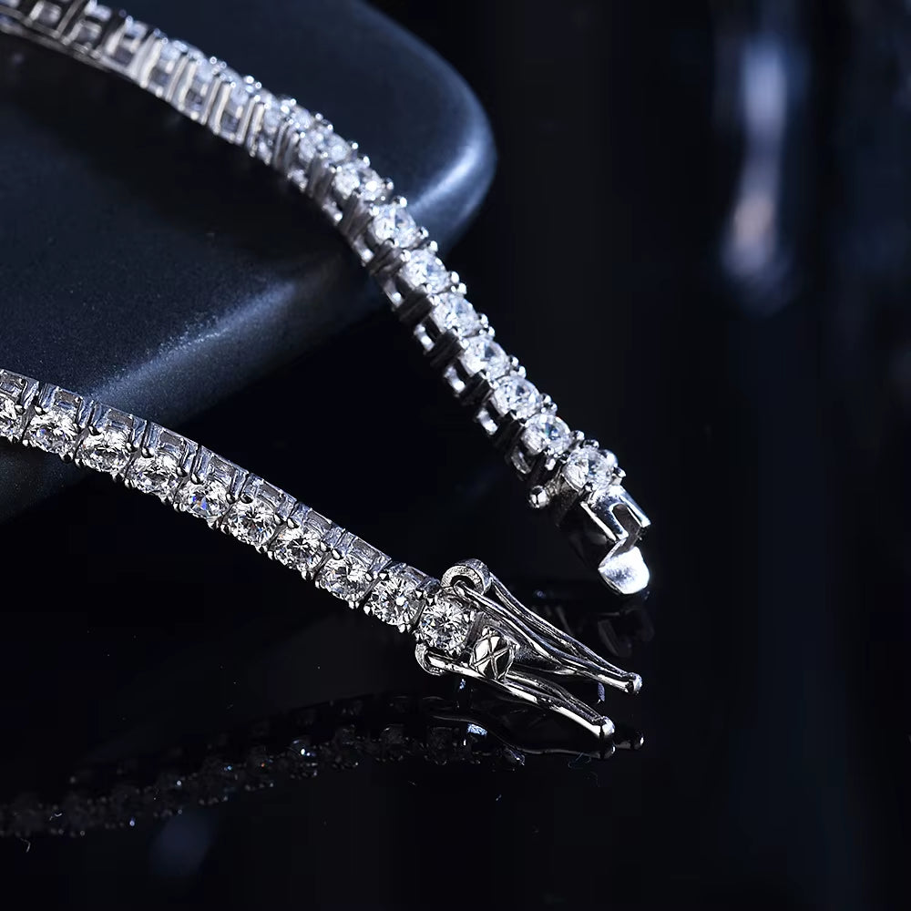 Fashion Simple D VVS1 Moissanite Tennis Bracelet 925 Sterling Silver Single Row Classics with GRA Bracelet for Women Man Jewelry