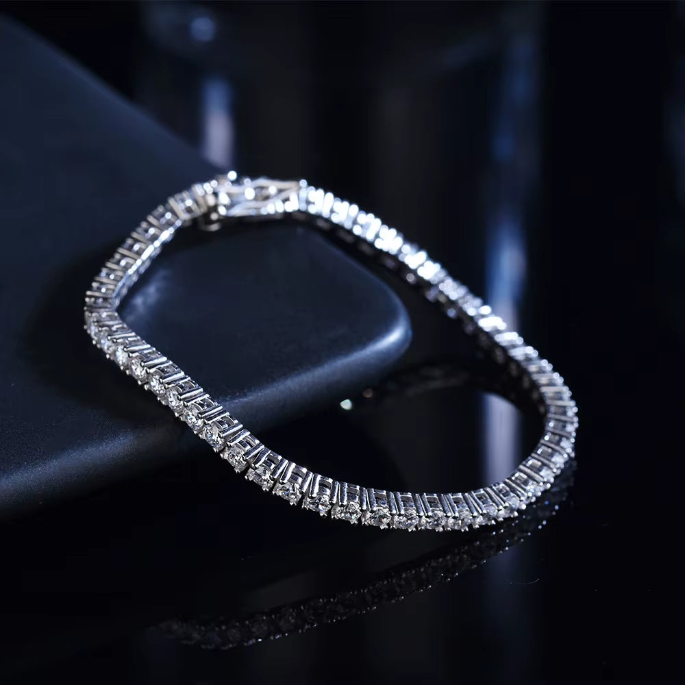 Fashion Simple D VVS1 Moissanite Tennis Bracelet 925 Sterling Silver Single Row Classics with GRA Bracelet for Women Man Jewelry