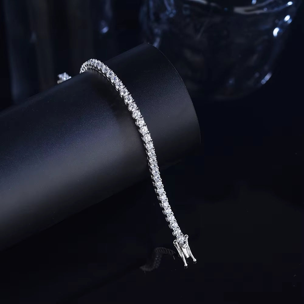 Fashion Simple D VVS1 Moissanite Tennis Bracelet 925 Sterling Silver Single Row Classics with GRA Bracelet for Women Man Jewelry
